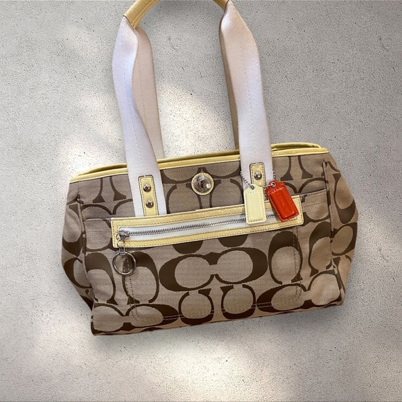 Y2k Coach Daisy Signature C Logo Yellow & Tan Satchel - Picture 1 of 9